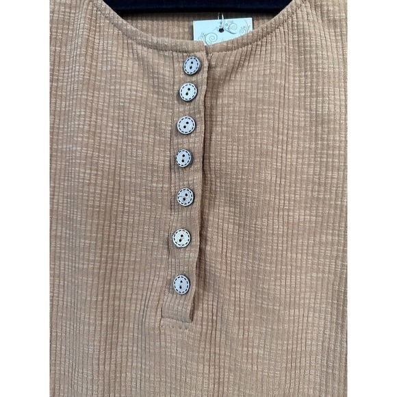 Miselon Womens Long Sleeve Henley Shirt V Neck Lace Button Top Ribbed Knit Large - Picture 4 of 10